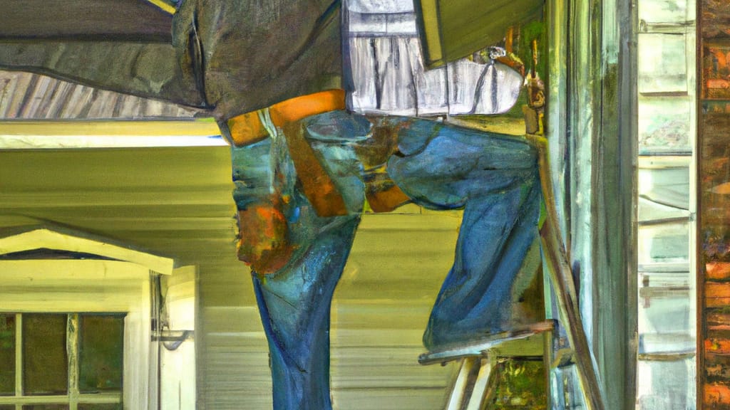 Man climbing ladder on Grayson, Georgia home to replace roof