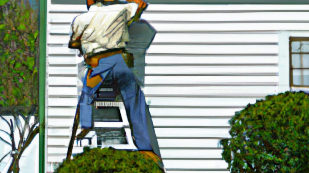 Man climbing ladder on Greensboro, Georgia home to replace roof