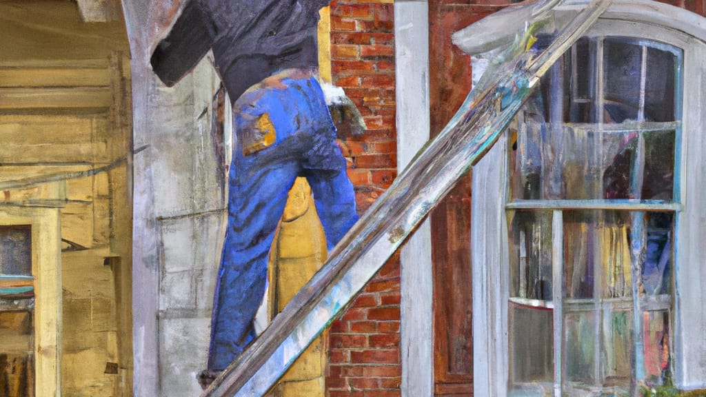 Man climbing ladder on Harahan, Louisiana home to replace roof