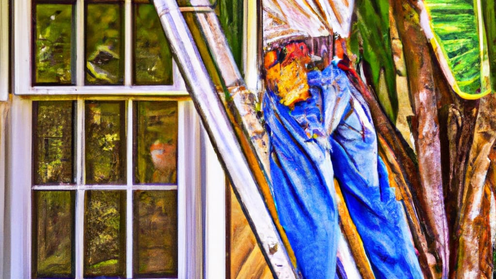 Man climbing ladder on High Springs, Florida home to replace roof