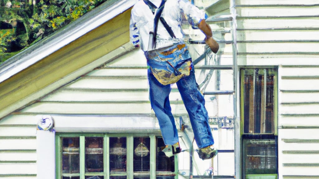 Man climbing ladder on Hockley, Texas home to replace roof