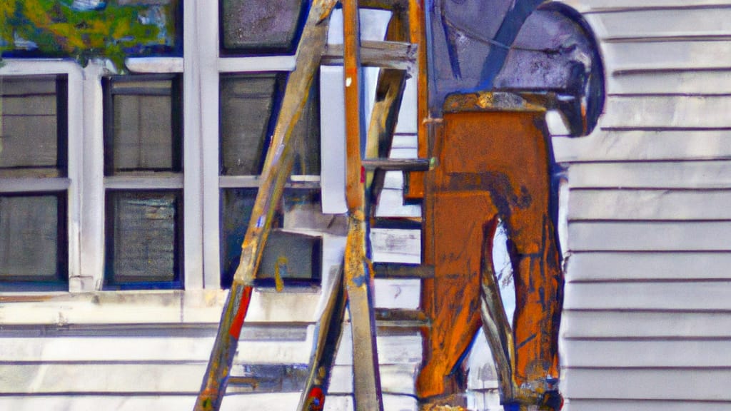 Man climbing ladder on Homer Glen, Illinois home to replace roof