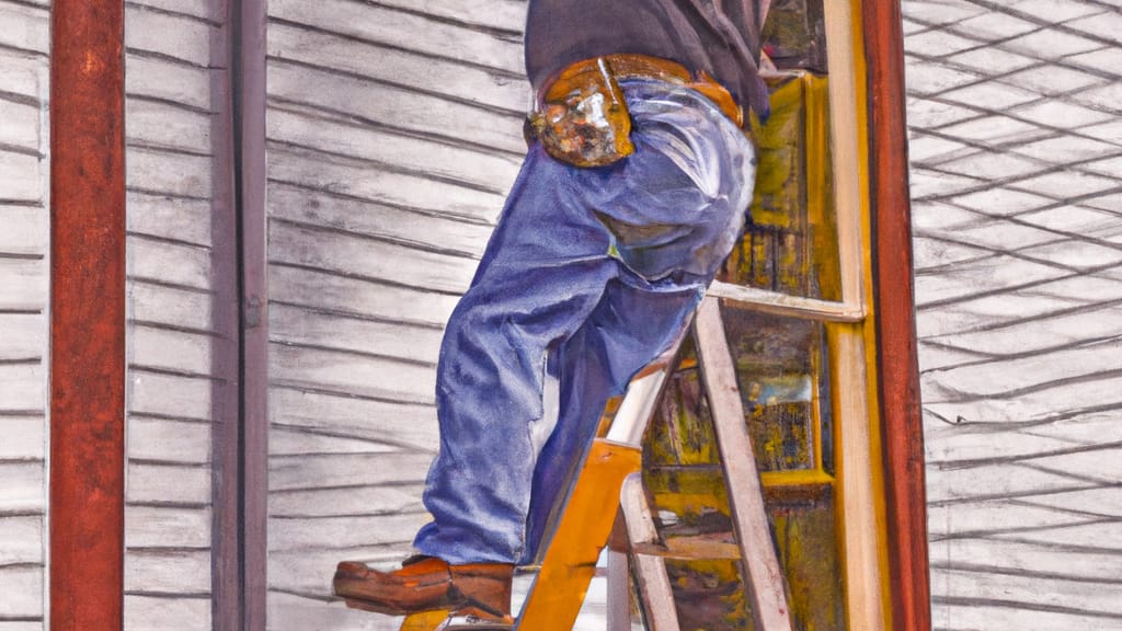 Man climbing ladder on Homer, New York home to replace roof