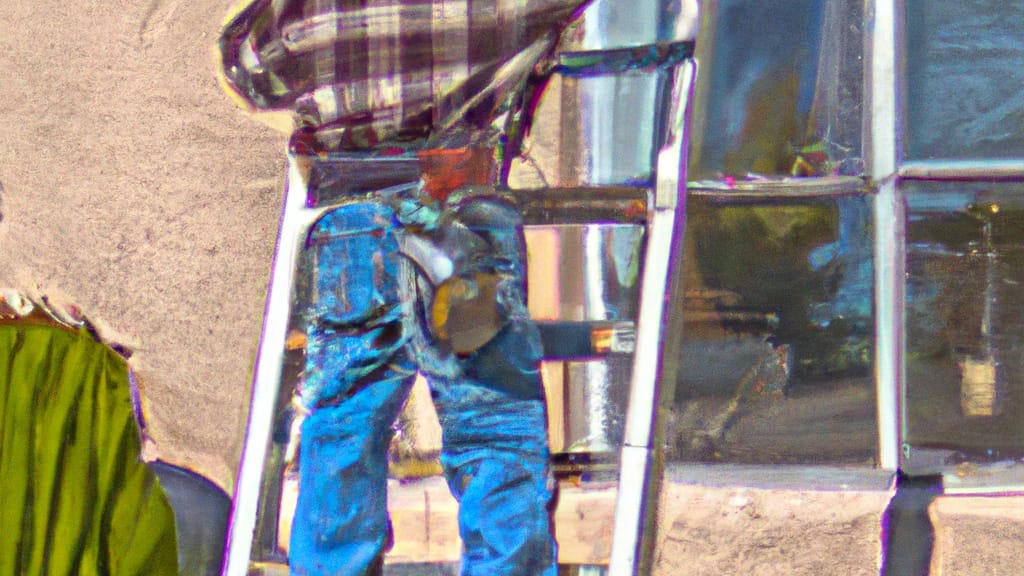 Man climbing ladder on Hyde Park, Utah home to replace roof