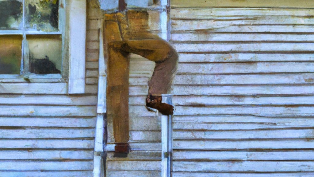 Man climbing ladder on Hydro, Oklahoma home to replace roof