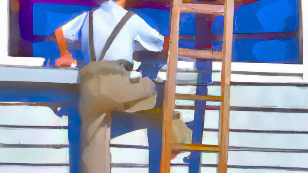 Man climbing ladder on Jackson, California home to replace roof