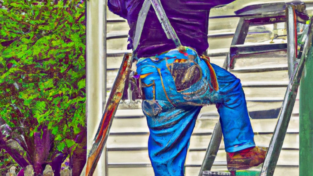 Man climbing ladder on Jersey Village, Texas home to replace roof