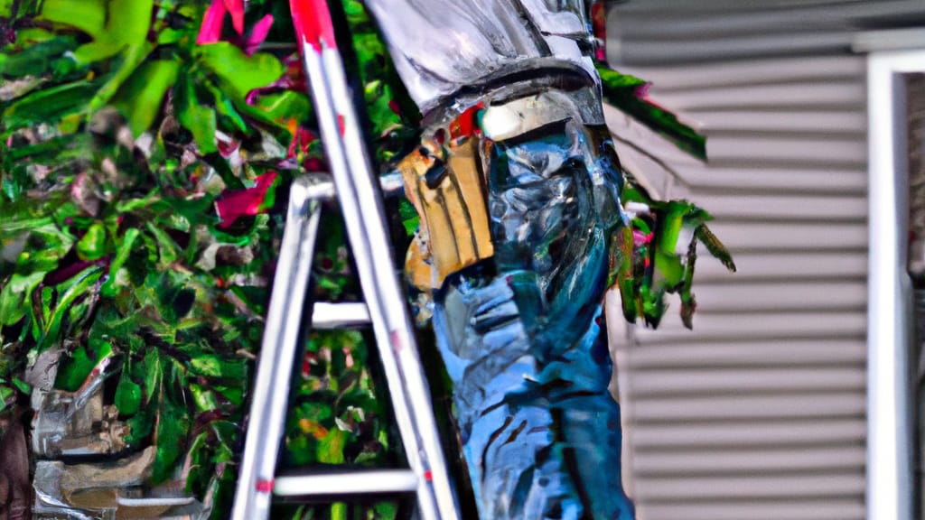 Man climbing ladder on Kingwood, Texas home to replace roof