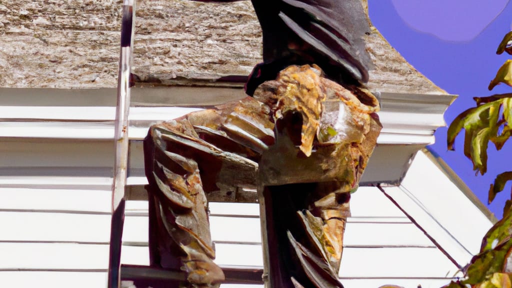 Man climbing ladder on Latham, New York home to replace roof