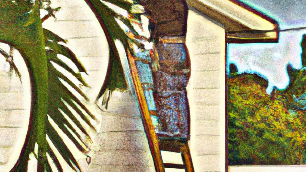 Man climbing ladder on Lauderhill, Florida home to replace roof