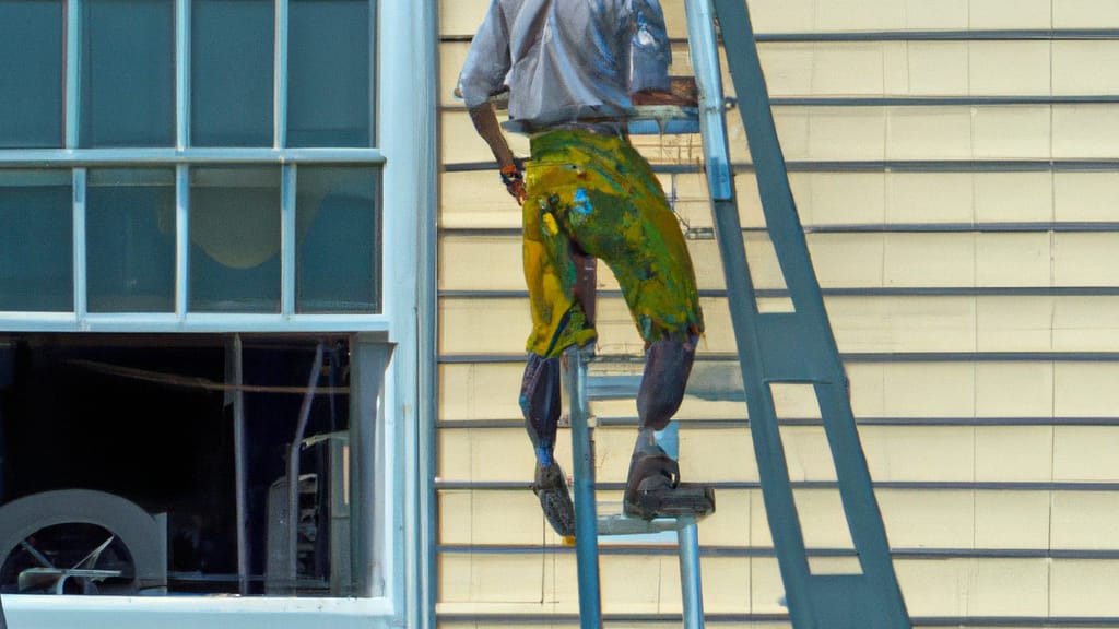 Man climbing ladder on Lewes, Delaware home to replace roof