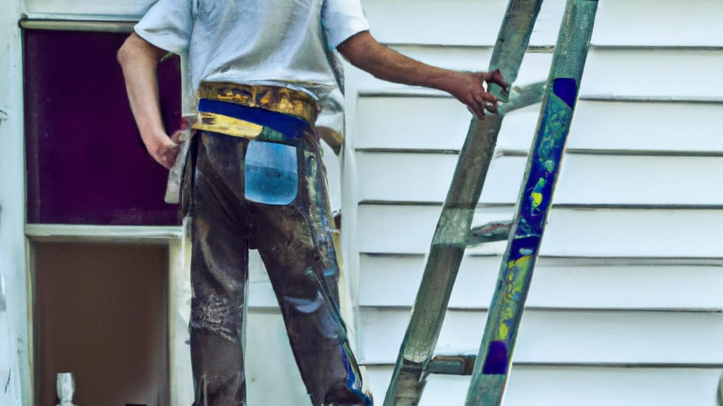 Man climbing ladder on Liverpool, New York home to replace roof