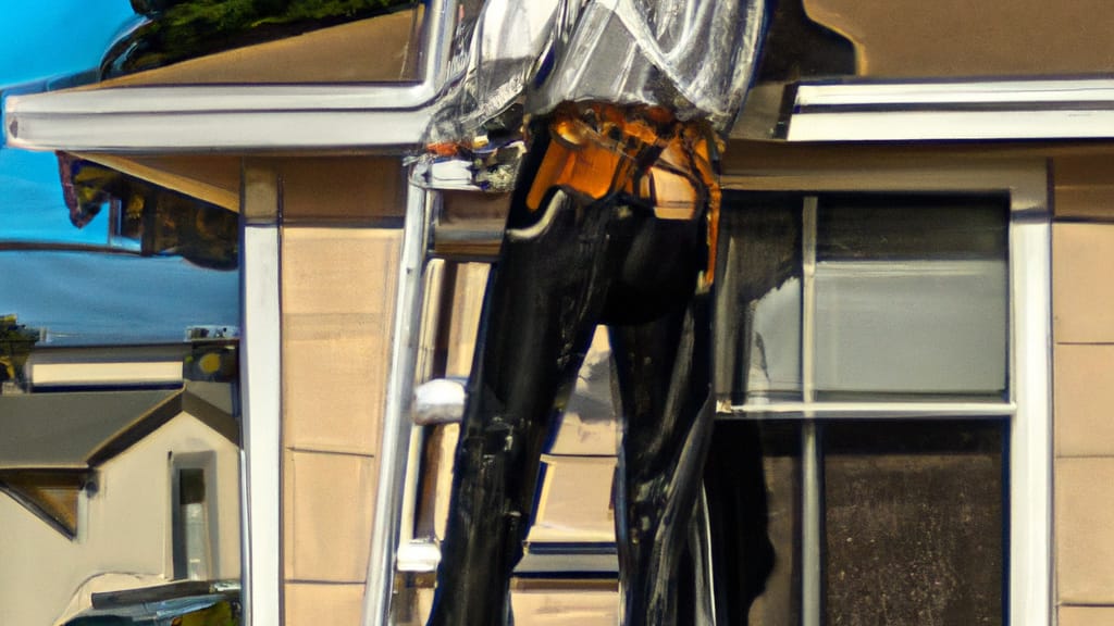 Man climbing ladder on Los Osos, California home to replace roof