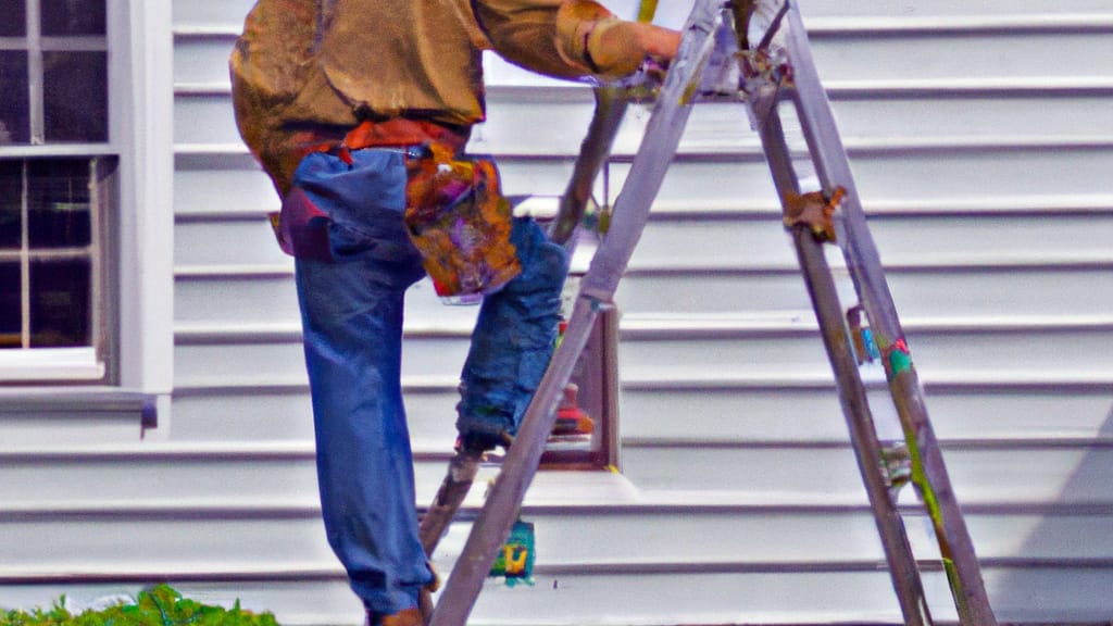 Man climbing ladder on Lothian, Maryland home to replace roof