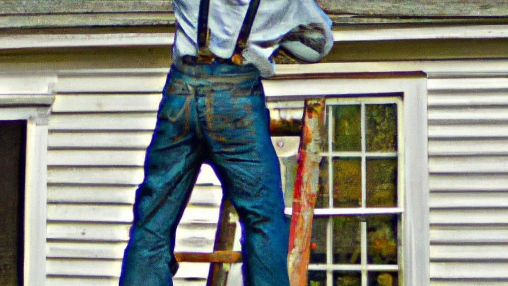 Man climbing ladder on Lusby, Maryland home to replace roof