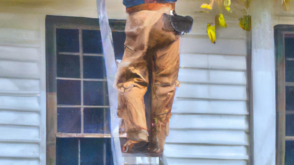 Man climbing ladder on Lyons, Georgia home to replace roof