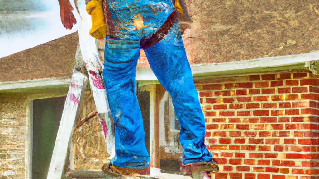 Man climbing ladder on Manhattan Beach, Minnesota home to replace roof