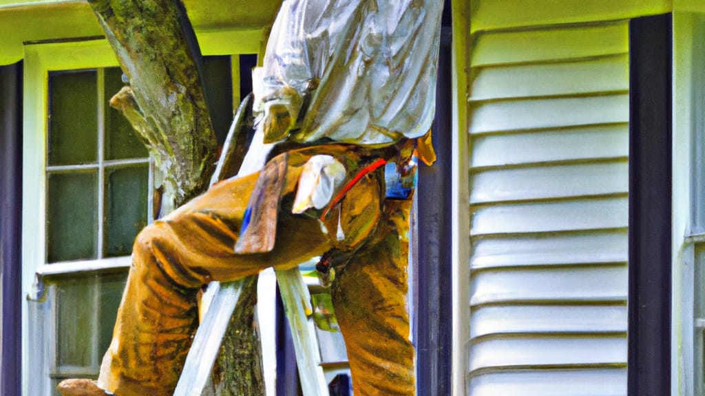 Man climbing ladder on Maple Glen, Pennsylvania home to replace roof