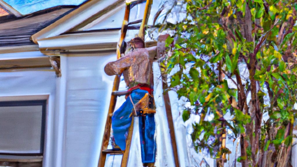 Man climbing ladder on Martinez, Georgia home to replace roof