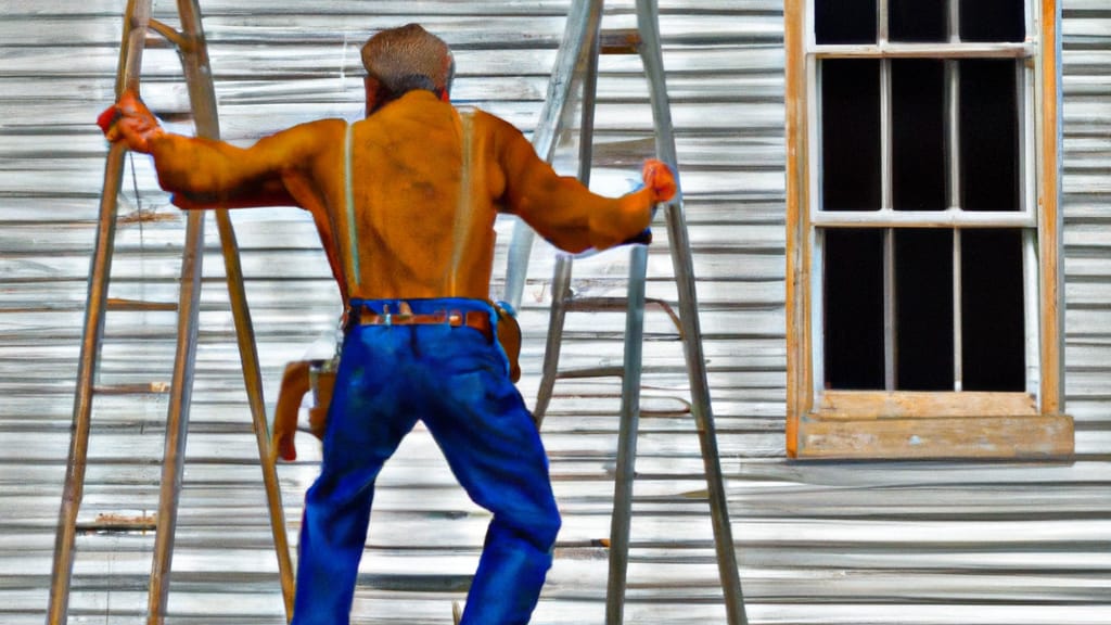 Man climbing ladder on Maypearl, Texas home to replace roof