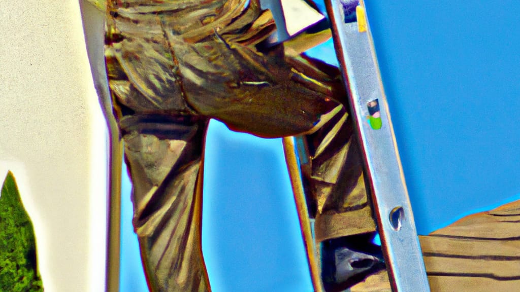 Man climbing ladder on Menifee, California home to replace roof