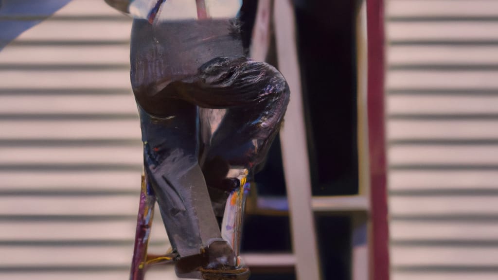 Man climbing ladder on Millsap, Texas home to replace roof