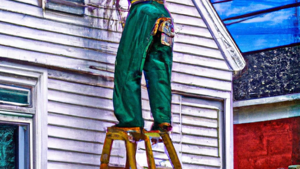 Man climbing ladder on Milton, Delaware home to replace roof