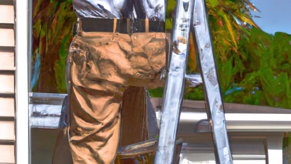 Man climbing ladder on Miramar, Florida home to replace roof