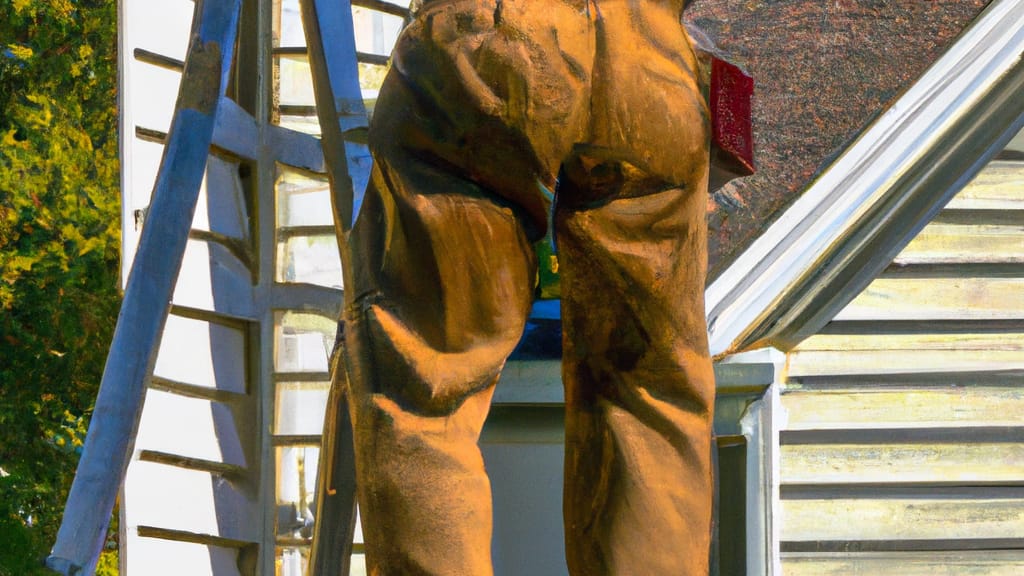 Man climbing ladder on Monona, Iowa home to replace roof