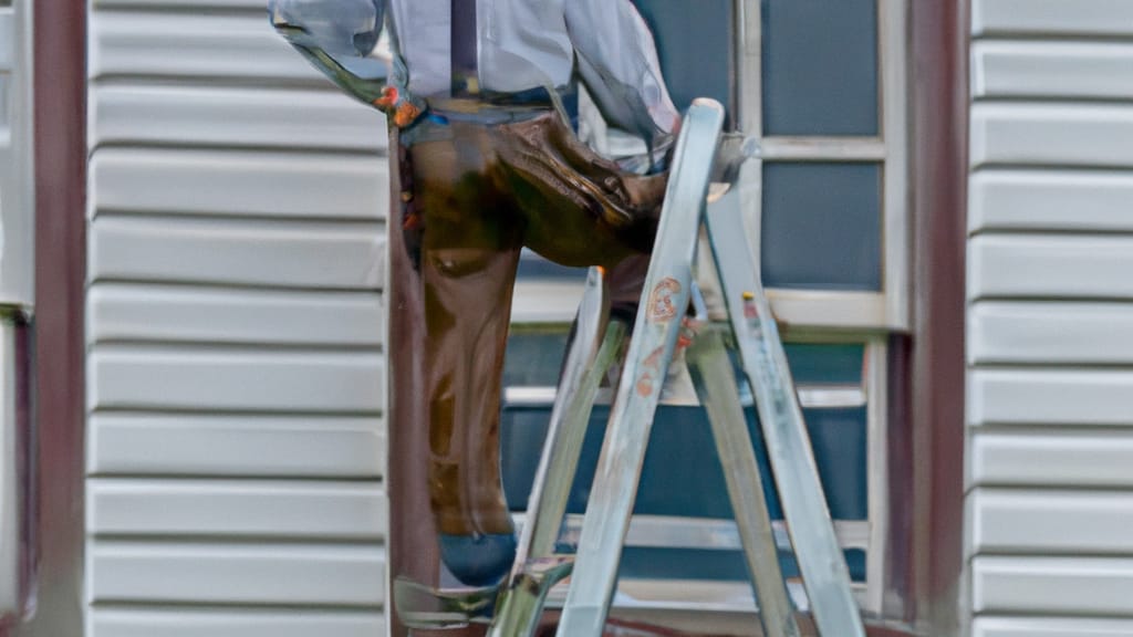 Man climbing ladder on Morrow, Ohio home to replace roof