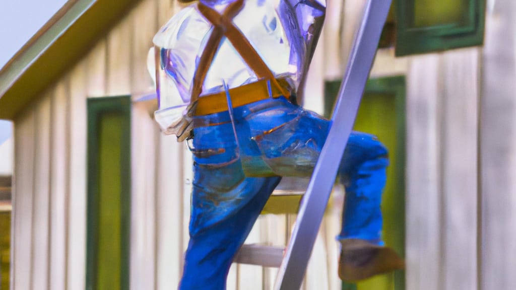 Man climbing ladder on Munday, Texas home to replace roof