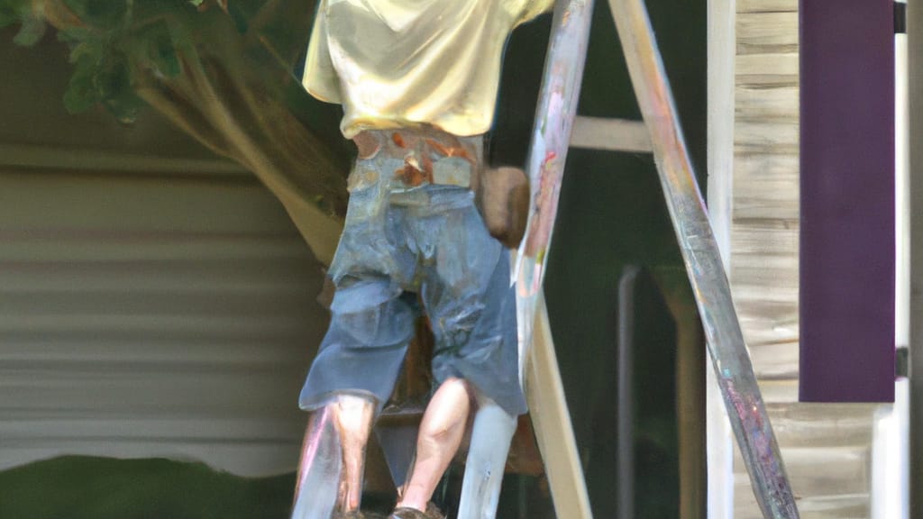 Man climbing ladder on New Caney, Texas home to replace roof