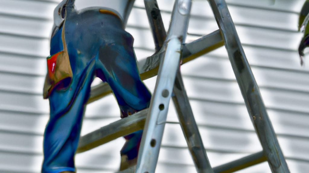 Man climbing ladder on North Bend, Ohio home to replace roof
