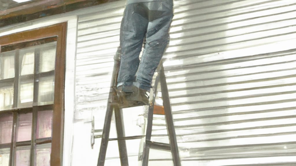 Man climbing ladder on North Riverside, Illinois home to replace roof