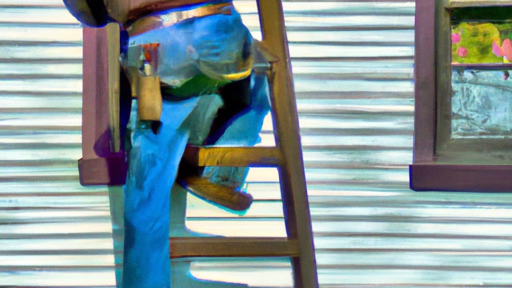Man climbing ladder on North Robinson, Ohio home to replace roof