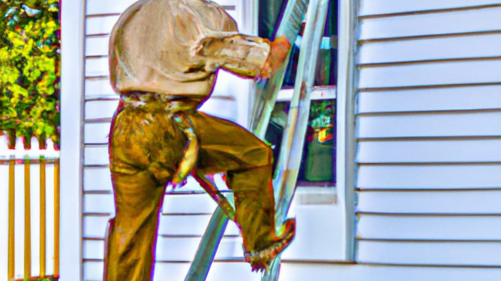 Man climbing ladder on North, South Carolina home to replace roof