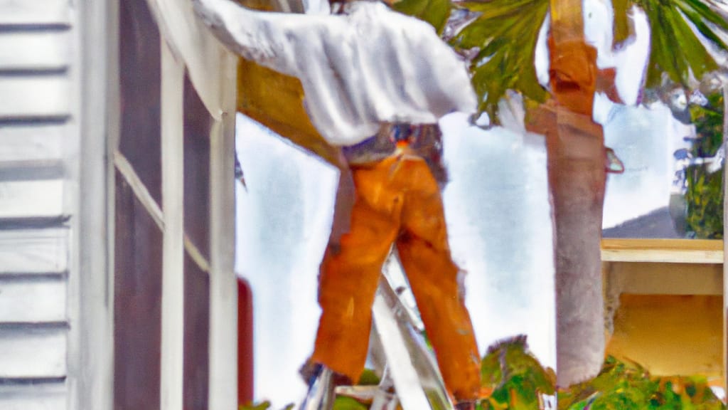 Man climbing ladder on North Venice, Florida home to replace roof