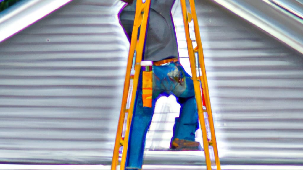 Man climbing ladder on North Wilkesboro, North Carolina home to replace roof