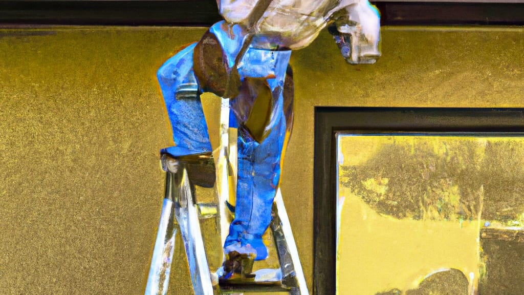 Man climbing ladder on Northridge, California home to replace roof