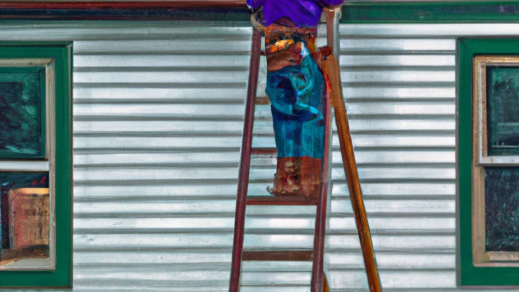 Man climbing ladder on Norton, Ohio home to replace roof