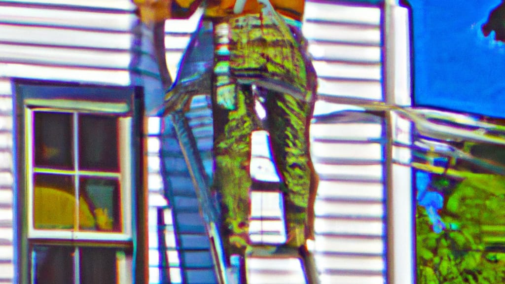 Man climbing ladder on Orefield, Pennsylvania home to replace roof