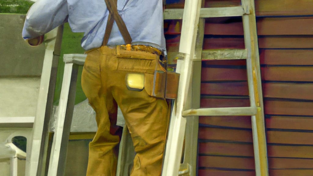 Man climbing ladder on Otho, Iowa home to replace roof