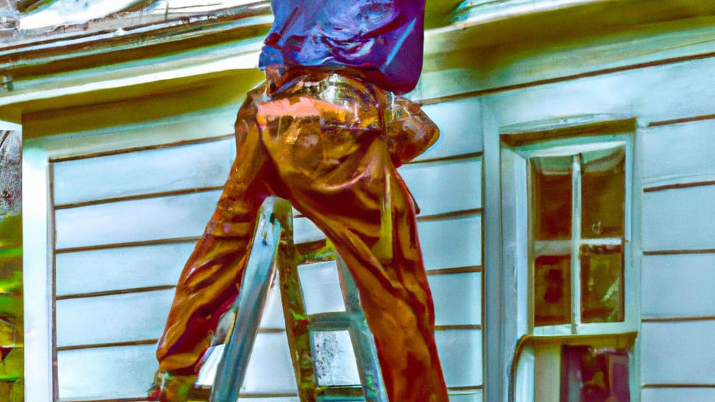 Man climbing ladder on Parkesburg, Pennsylvania home to replace roof