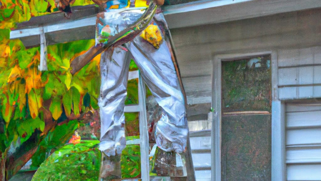 Man climbing ladder on Parkland, Washington home to replace roof