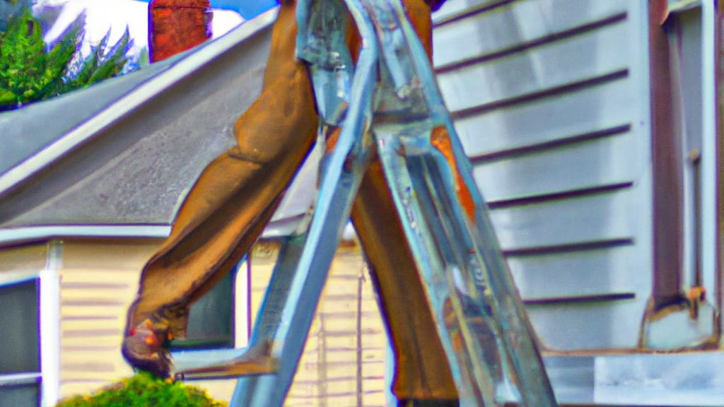 Man climbing ladder on Pequea, Pennsylvania home to replace roof