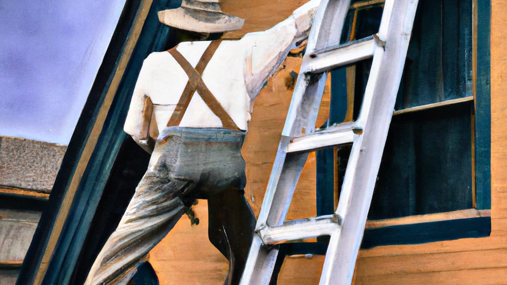 Man climbing ladder on Peyton, Colorado home to replace roof