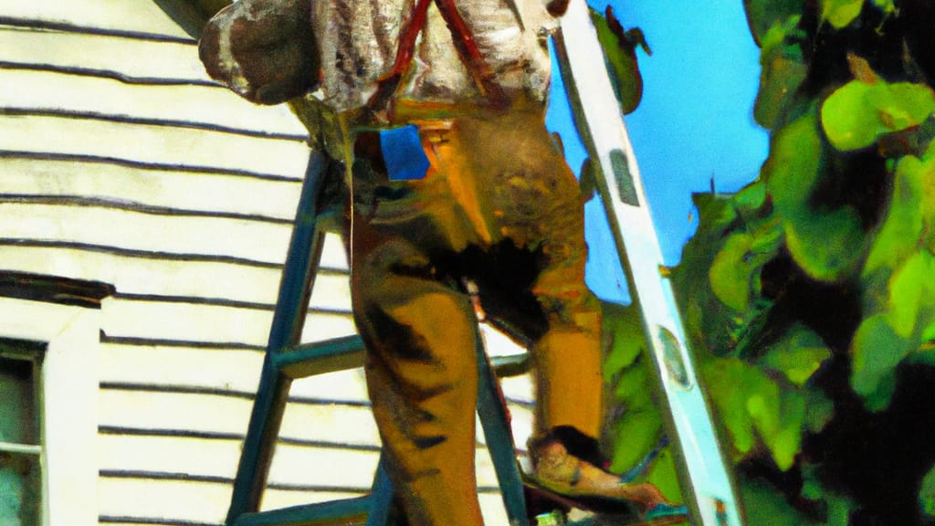 Man climbing ladder on Pinnacle, North Carolina home to replace roof