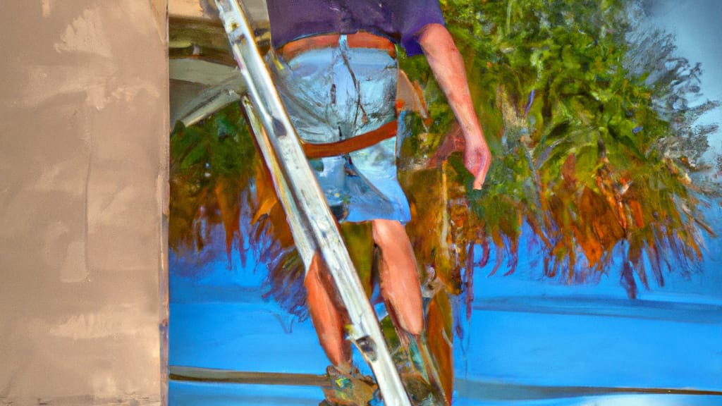 Man climbing ladder on Port St Lucie, Florida home to replace roof