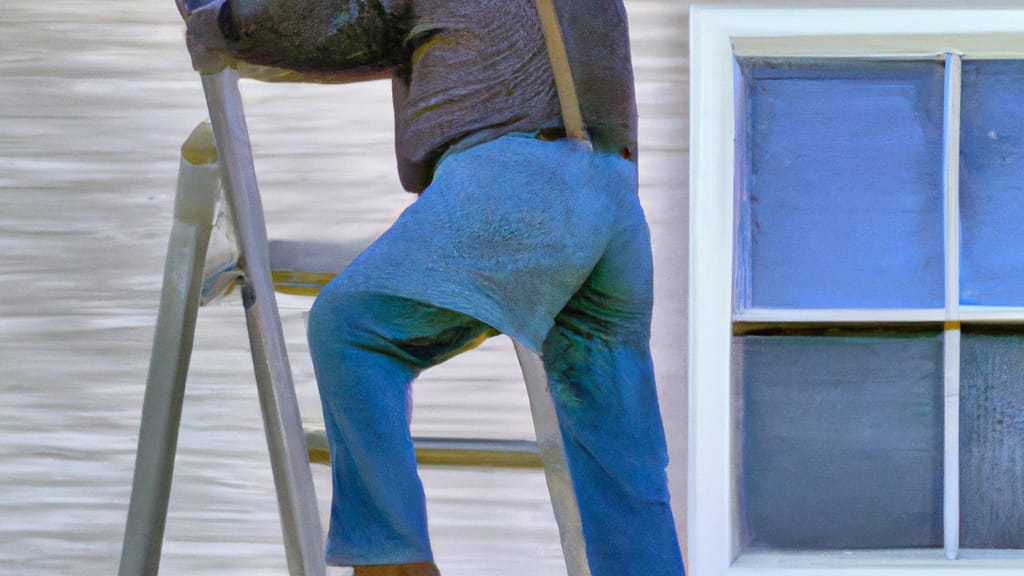 Man climbing ladder on Porter, Oklahoma home to replace roof