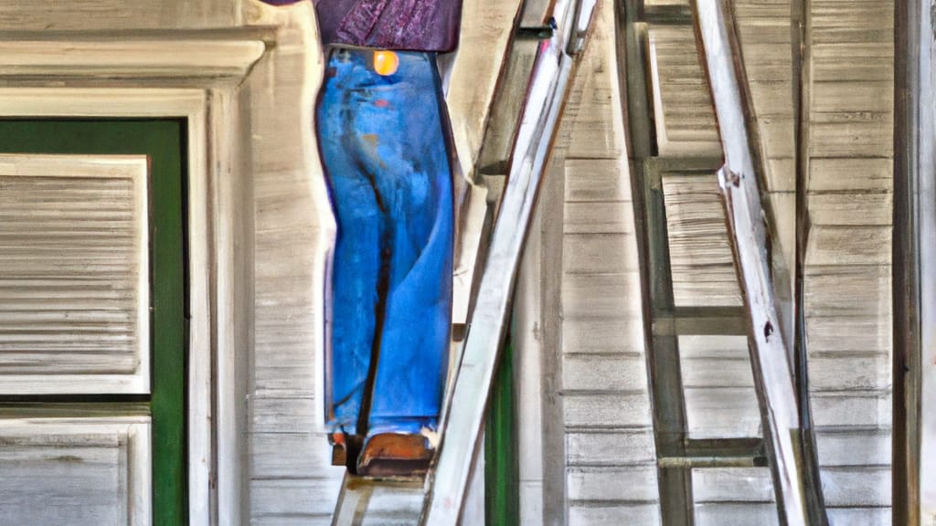 Man climbing ladder on Porter, Texas home to replace roof